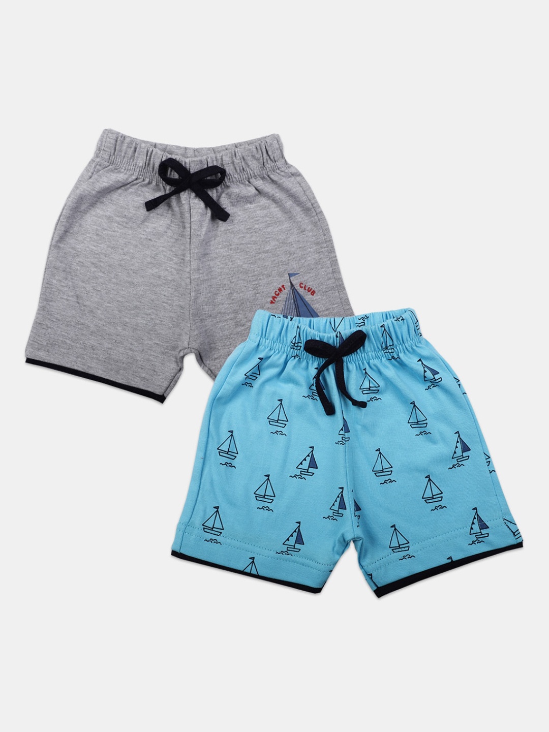 

V-Mart Infant Pack Of 2 Conversational Printed Mid-Rise Cotton Shorts, Blue