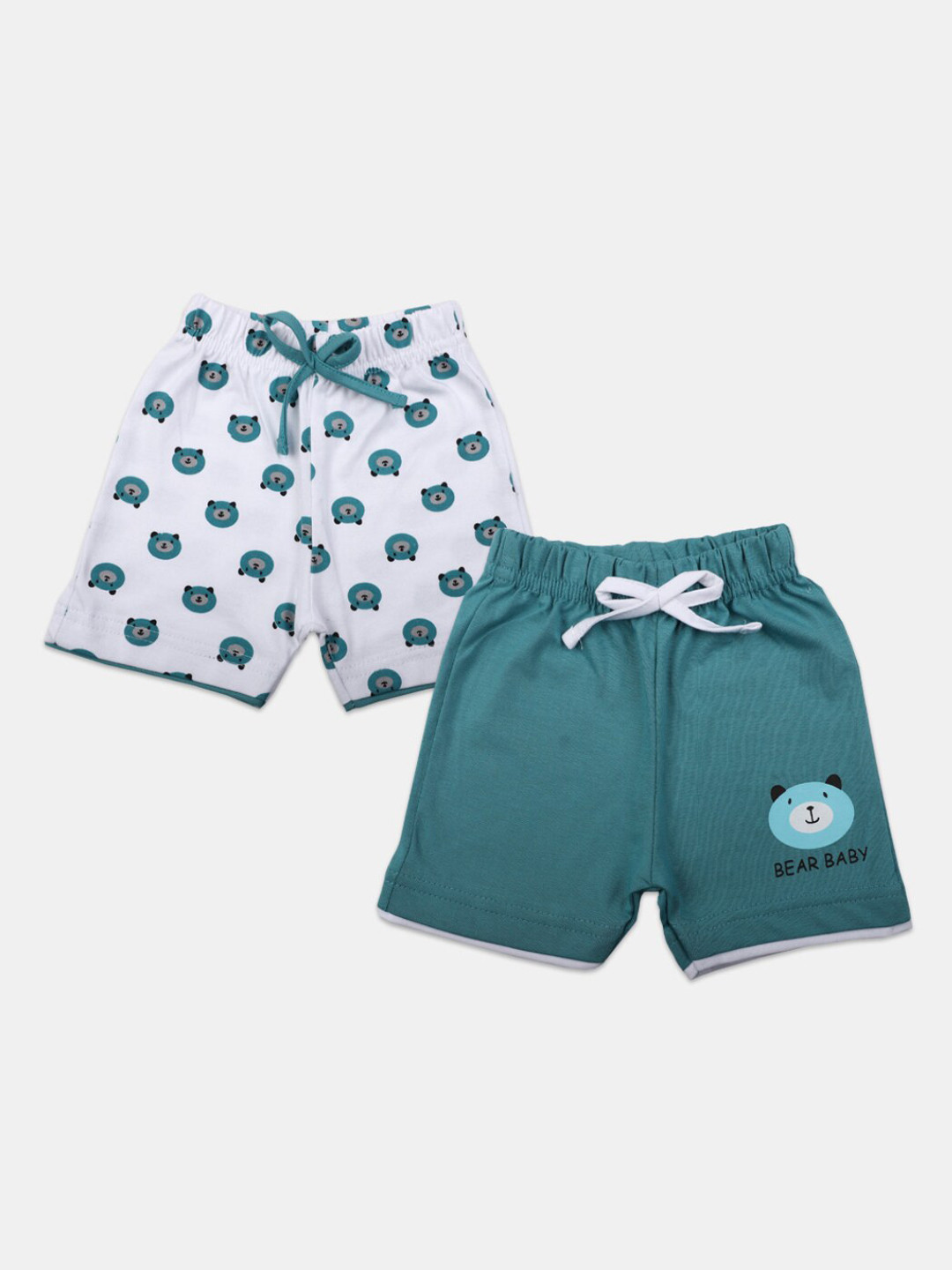 

V-Mart Infant Kids Pack Of 2 Conversational Printed Cotton Shorts, White