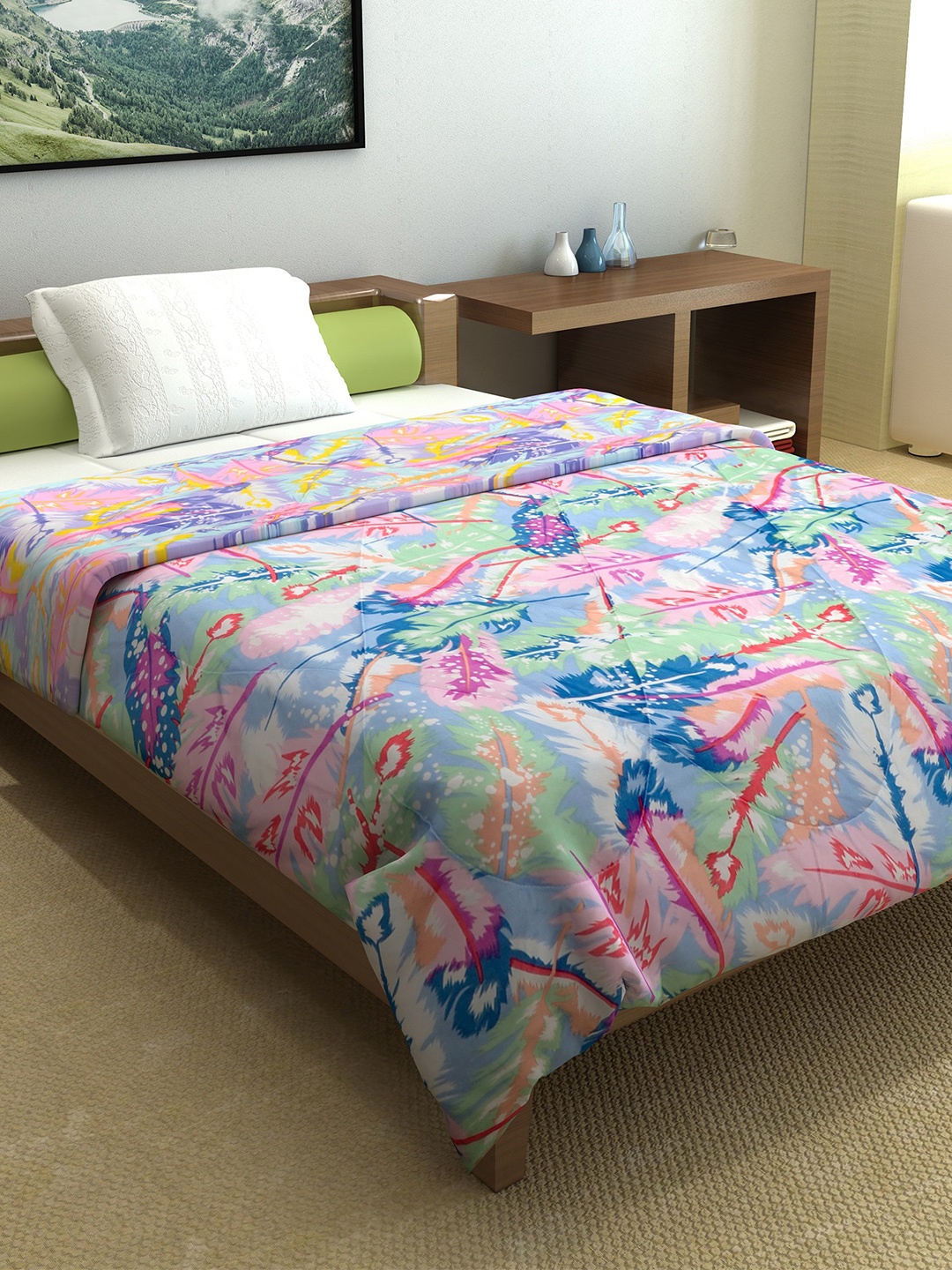 

Divine Casa Luxor Pink & Blue Microfiber AC Room 120 GSM Single Bed Comforter