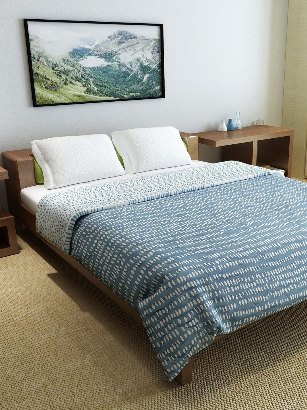 

Divine Casa Blue & White Microfiber AC Room 150 GSM Double Bed Comforter