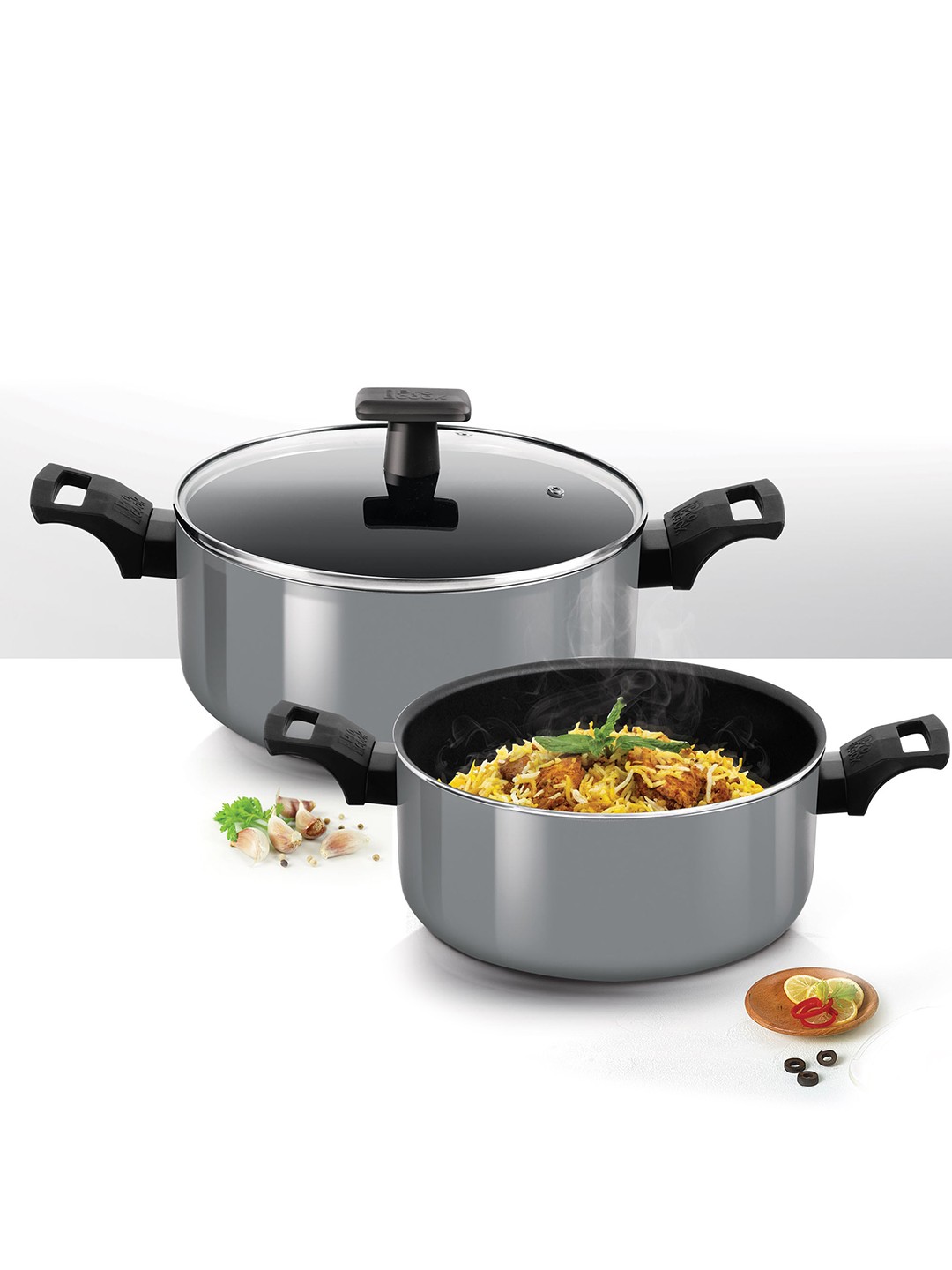 

Milton Pro Cook Blackpearl Grey Biryani Pot With Glass Lid 28 cm 7.45 L