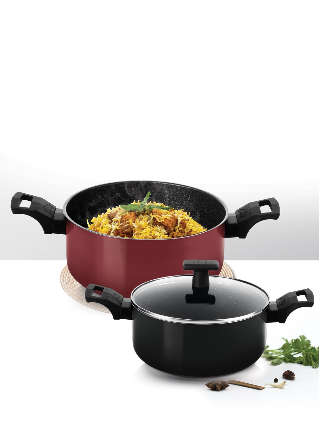 

Milton Pro Cook Granito Burgundy Induction Biriyani Pot With Glass Lid 24cm, 4.5 L