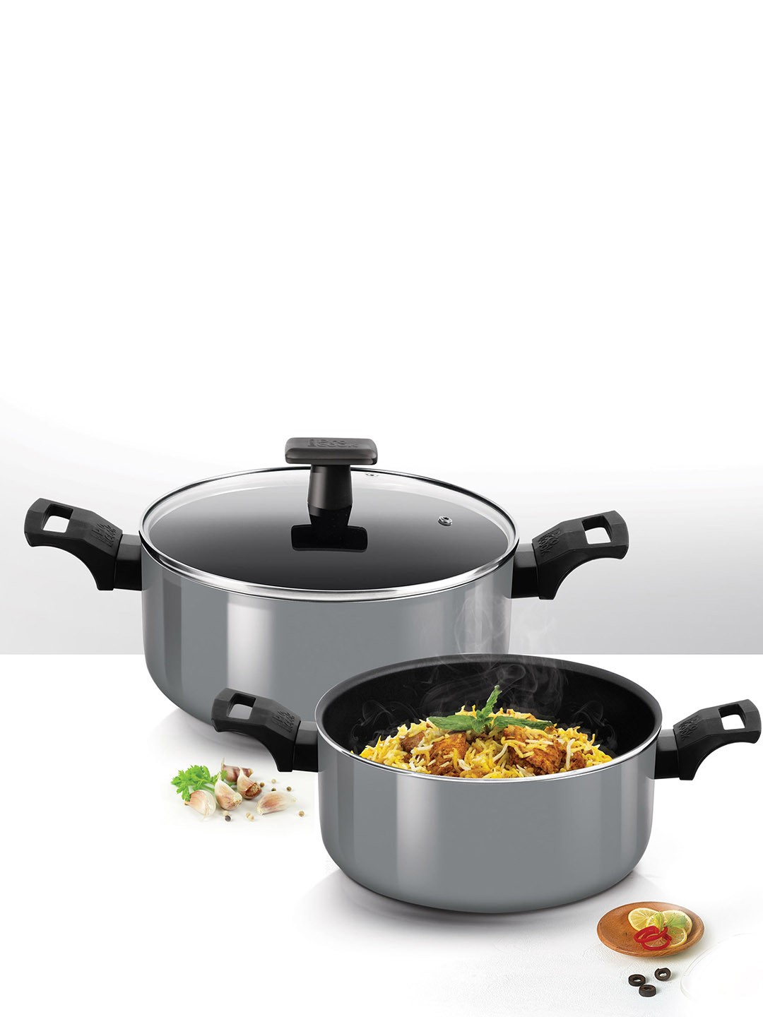 

Milton Pro Cook Blackpearl Grey Biryani Pot With Glass Lid 26 cm 5.5 L