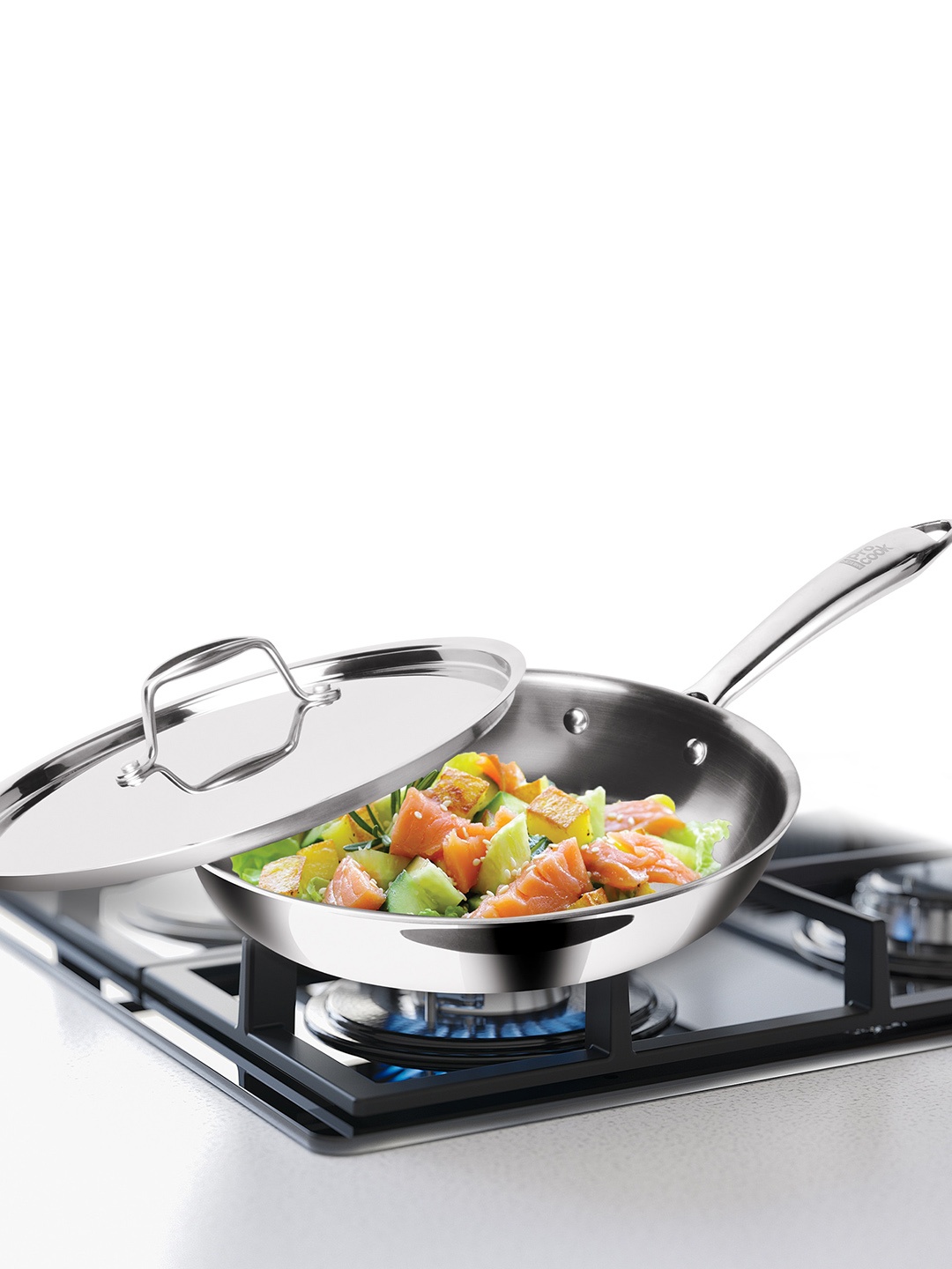 

Milton Pro Cook Triply Stainless Steel Fry Pan With Lid 20 cm 1.2 Litres, Silver