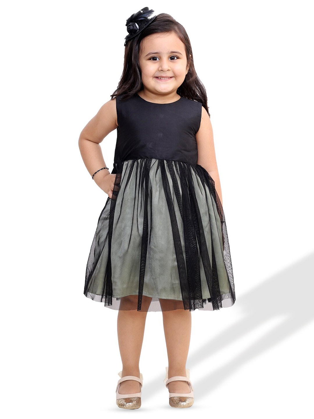 

KidsDew Girls Net Fit & Flare Dress, Black