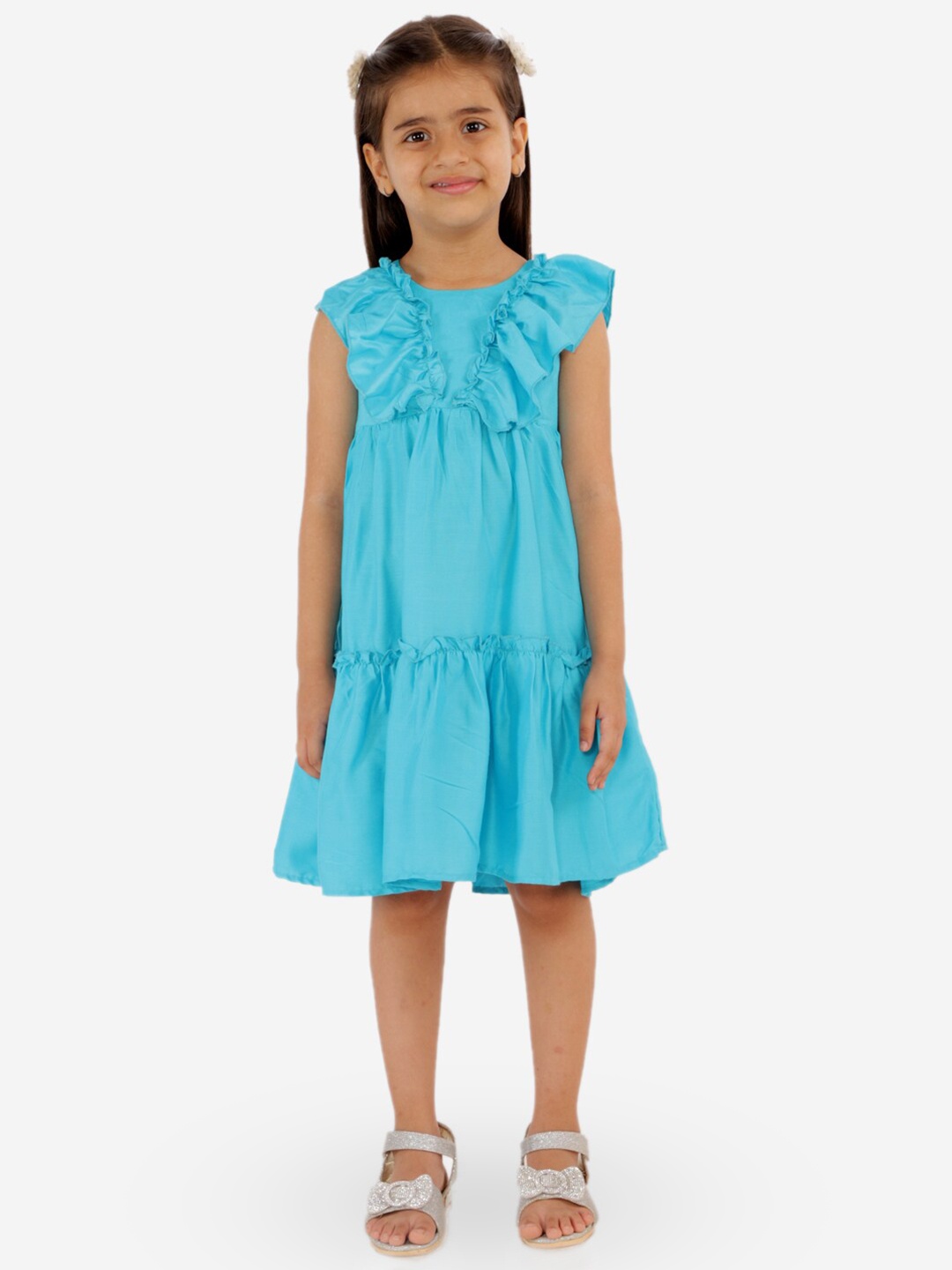 

KidsDew Girls Ruffled A-Line Dress, Blue