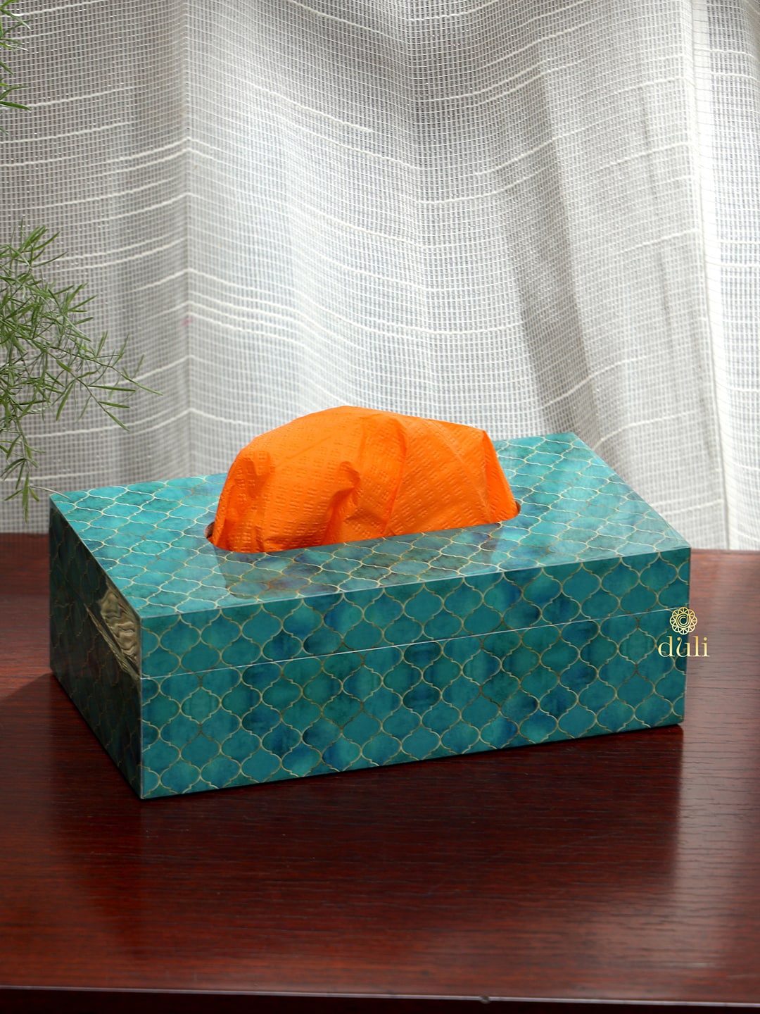 

DULI Teal MDF Wood Tissues and Napkin Holder