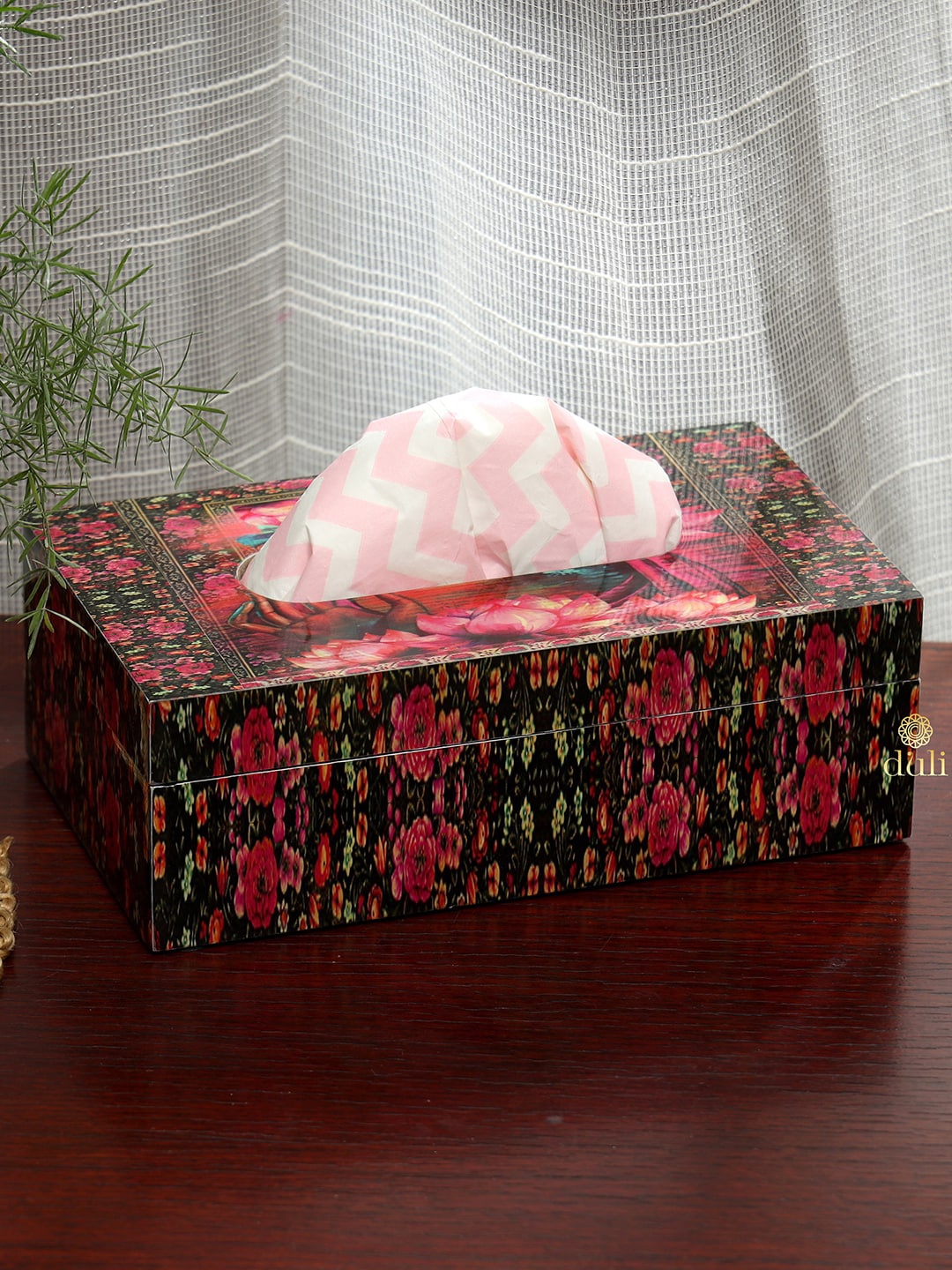 

DULI Printed Tissues and Napkin Holder In MDF Wood, Pink