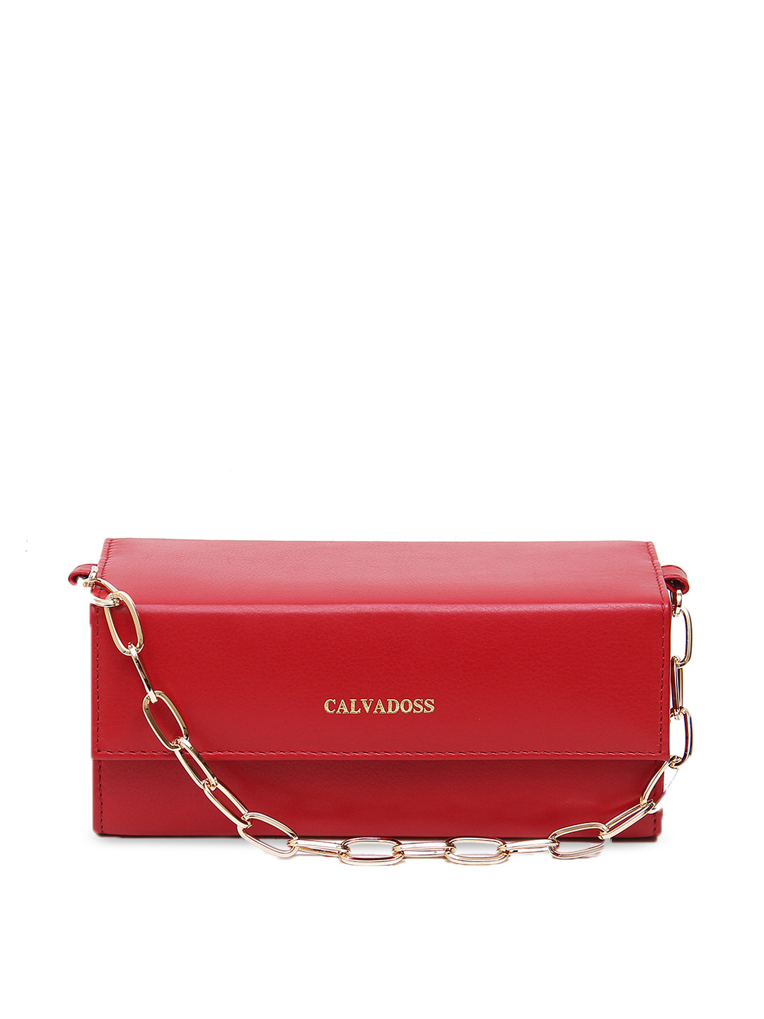 

Calvadoss Leather Structured Handheld Bag, Red