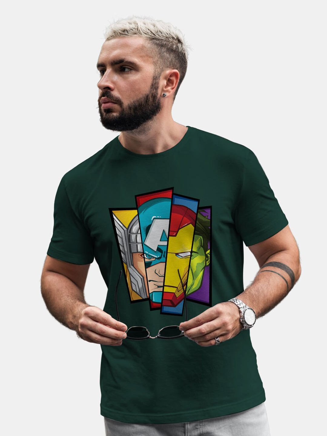 

macmerise Avenger Printed Bio Finish Cotton T-shirt, Green