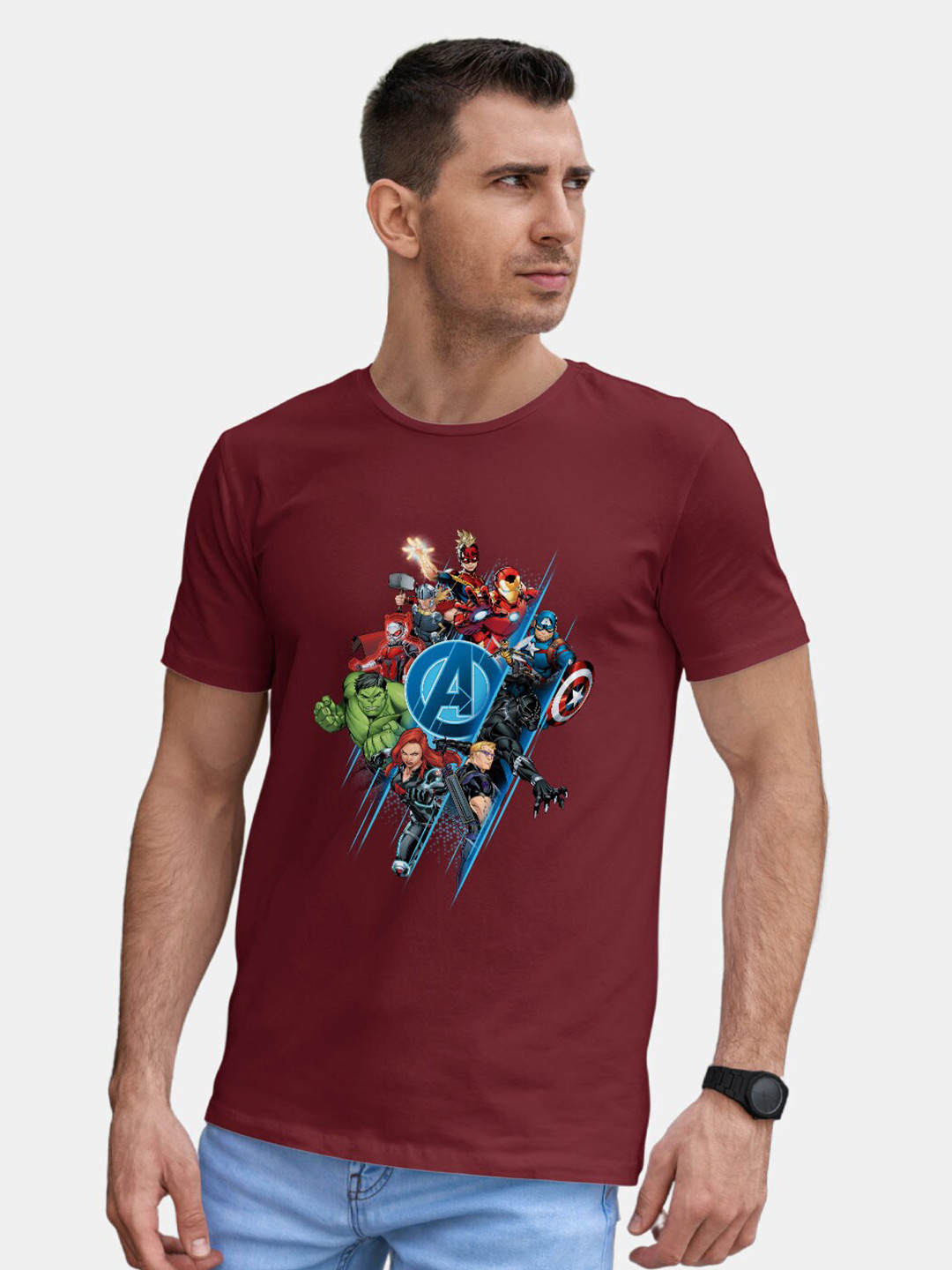 

macmerise Avenger Printed Bio Finish Cotton T-shirt, Red