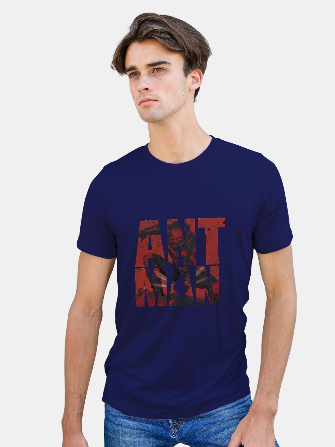 

macmerise Ant Man Printed Bio Finish Cotton T-shirt, Navy blue