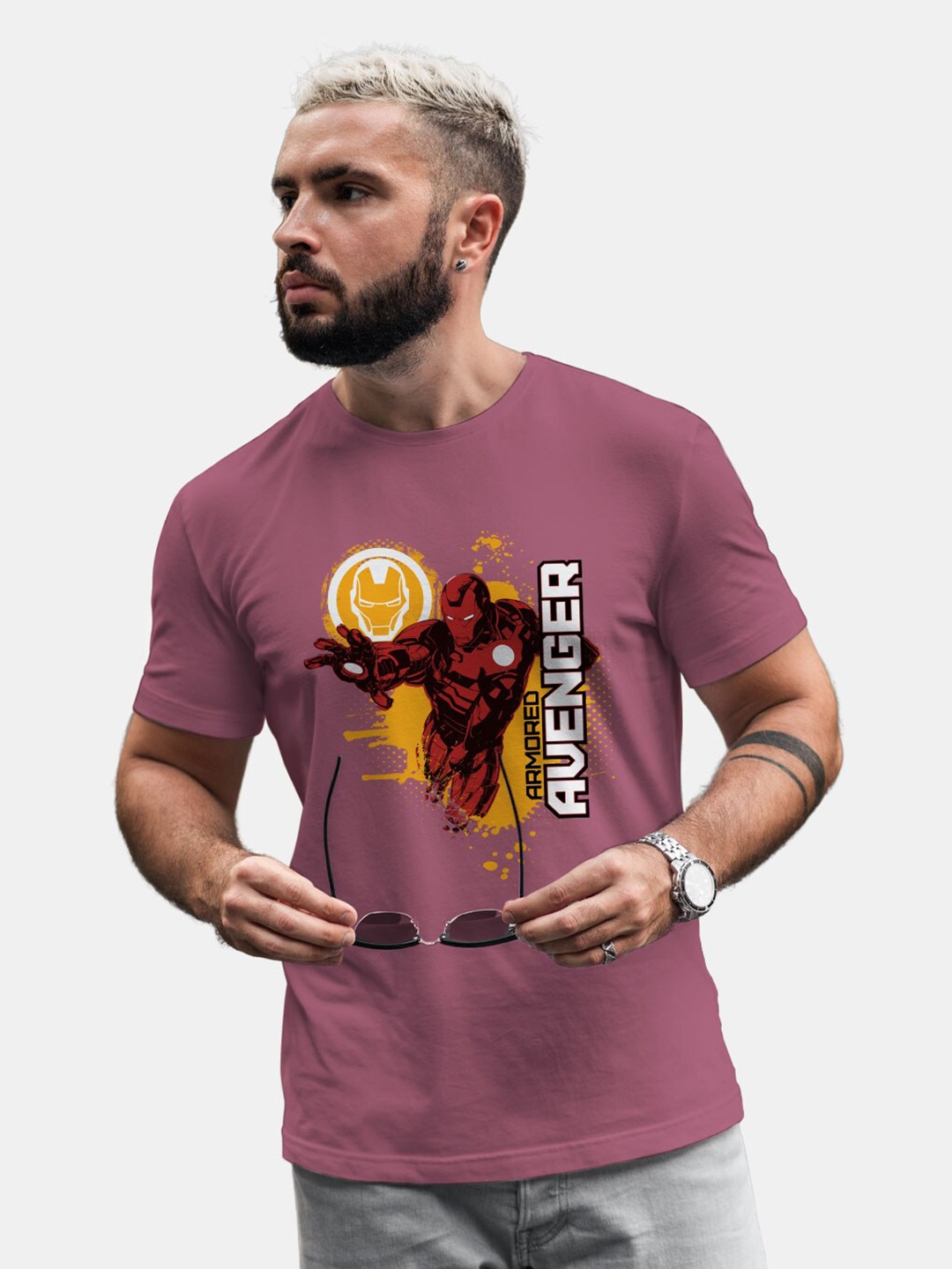 

macmerise Avengers Printed Bio Finish Cotton T-shirt, Purple