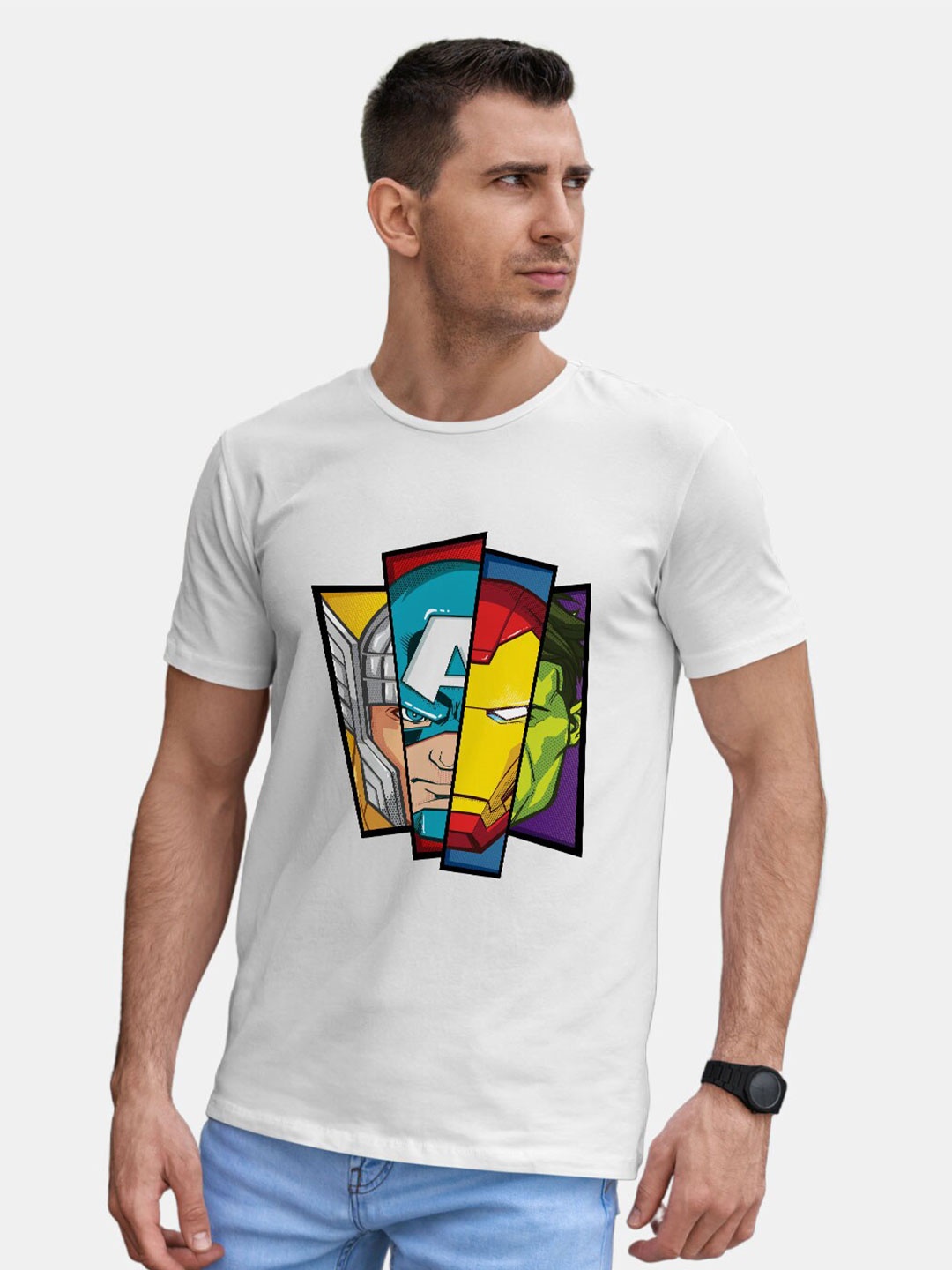 

macmerise Marvel Printed Bio Finish Cotton T-shirt, White