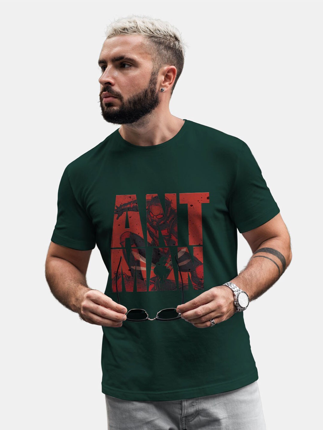 

macmerise Graphic Printed Bio Finish Cotton T-shirt, Green
