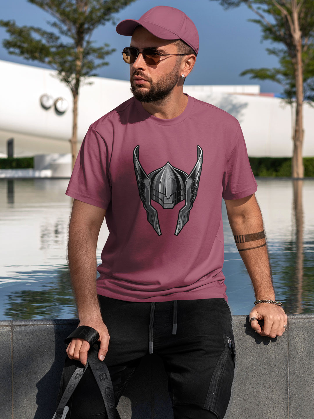 

macmerise Bio Finish Thor Graphic Printed Cotton T-shirt, Mauve