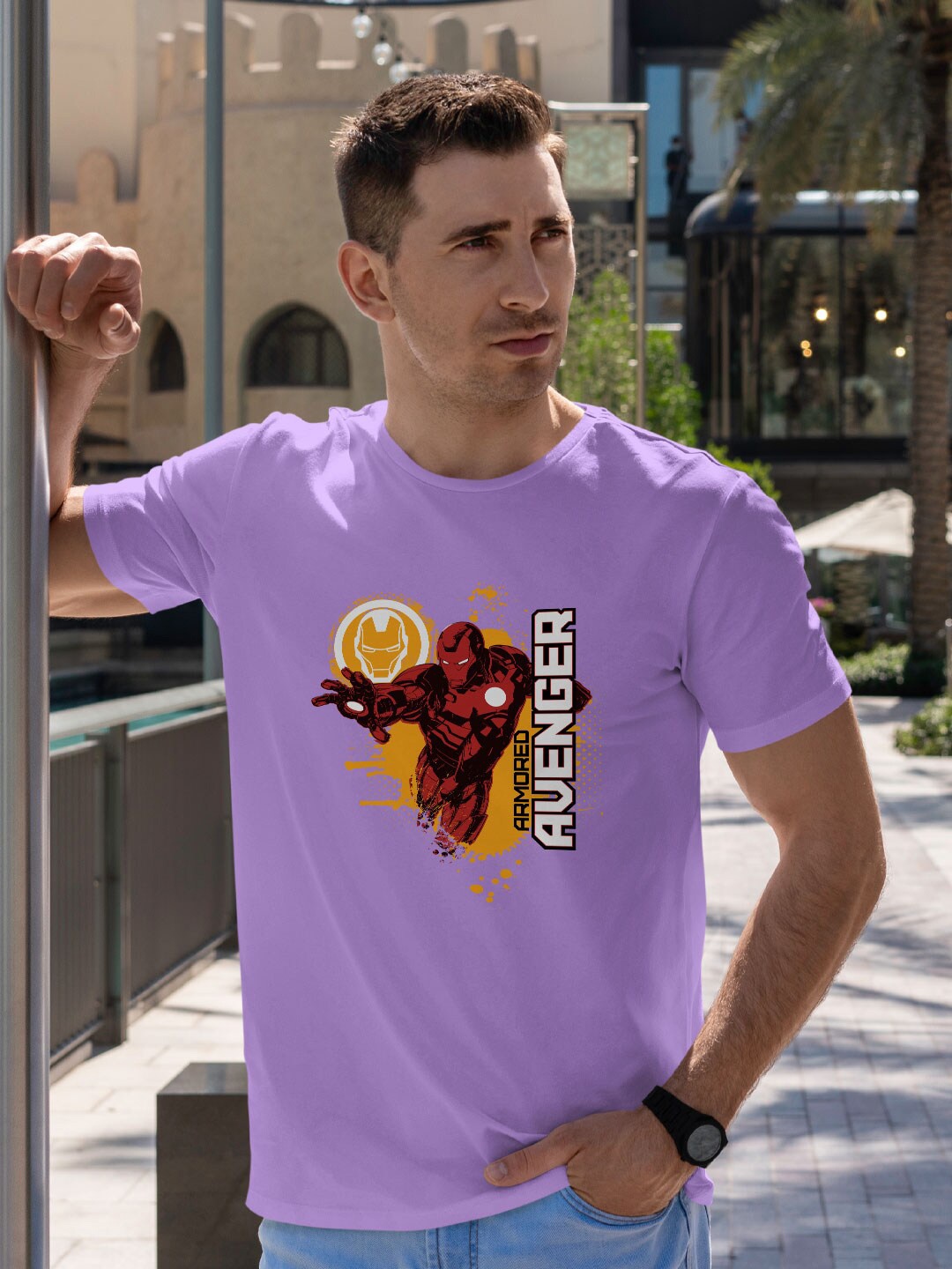 

macmerise Bio Finish Avengers Graphic Printed Cotton T-shirt, Purple