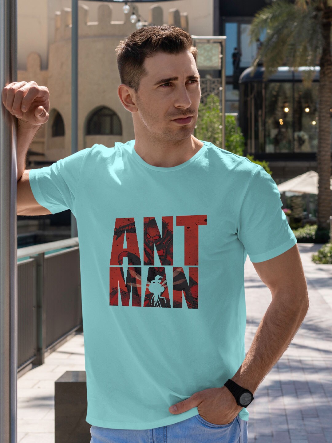 

macmerise Ant-Man Typography Printed Round Neck Bio Finish Cotton T-shirt, Blue