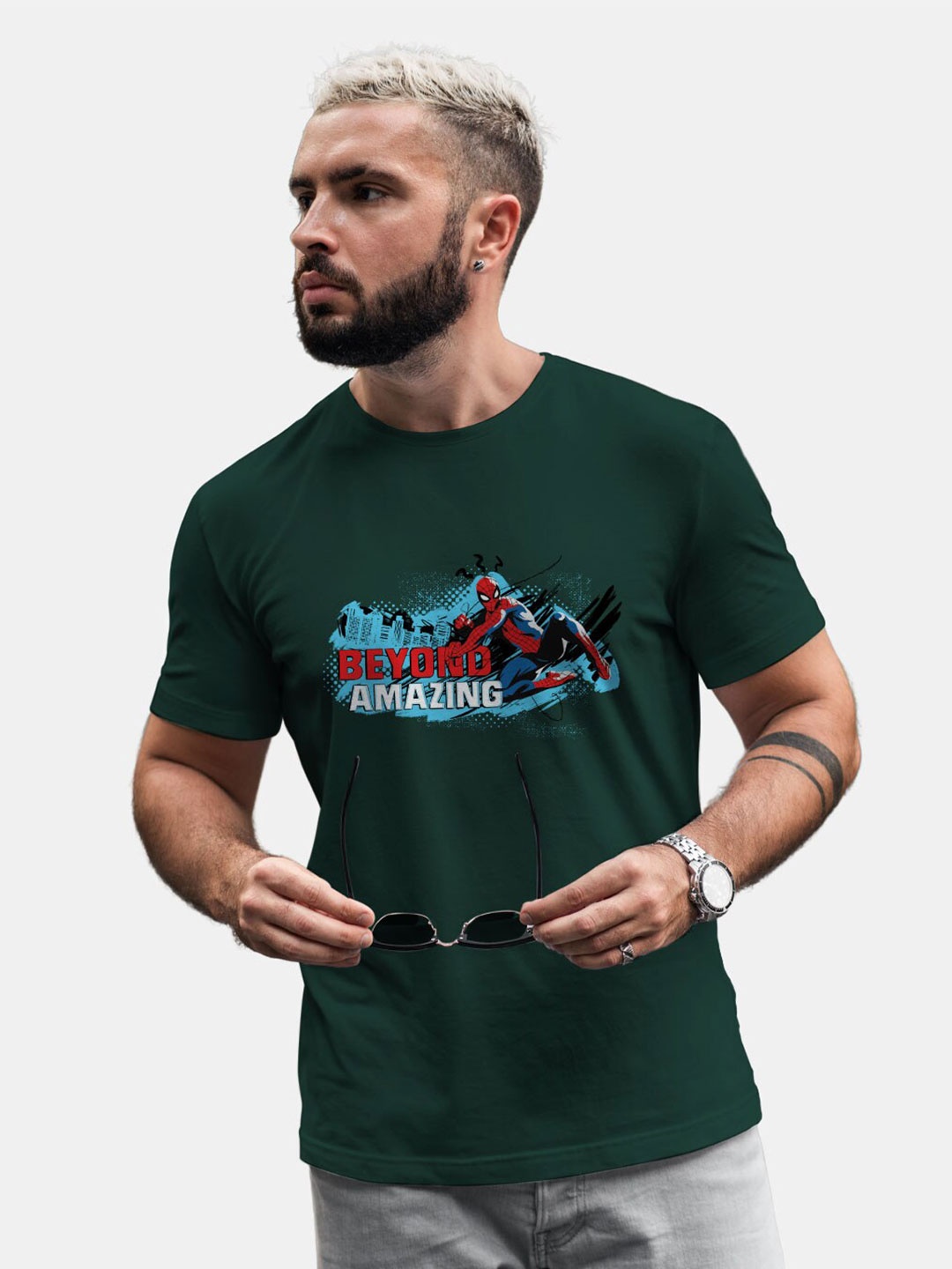 

macmerise Spider-Man Printed Bio Finish Cotton T-Shirt, Green