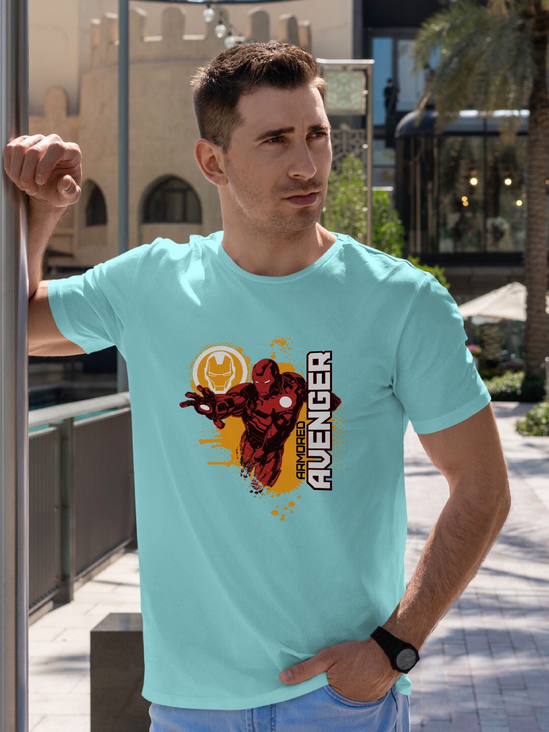 

macmerise Iron Man Printed Bio Finish Cotton T-shirt, Blue