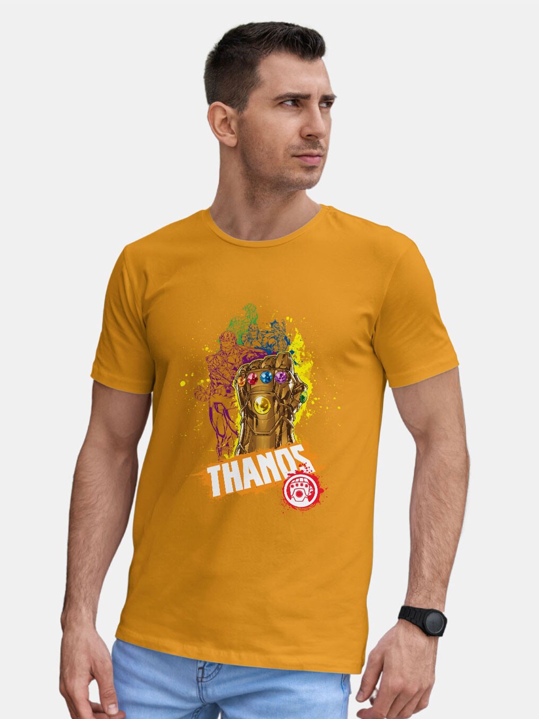

macmerise Thanos Printed Bio Finish Cotton T-shirt, Mustard