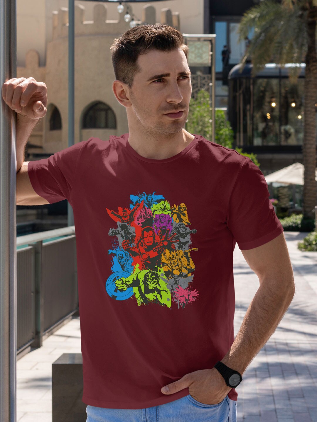 

macmerise Marvel Comic Printed Bio Finish Cotton T-Shirt, Red