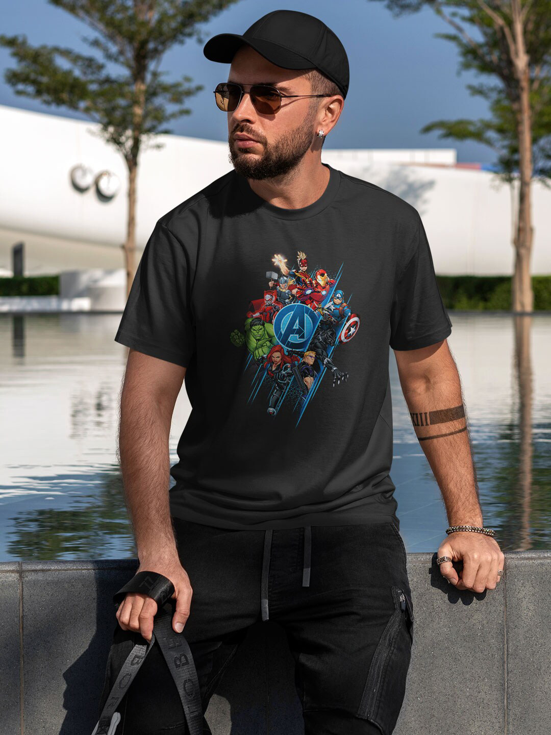 

macmerise Avengers Printed Bio Finish Cotton T-Shirt, Black