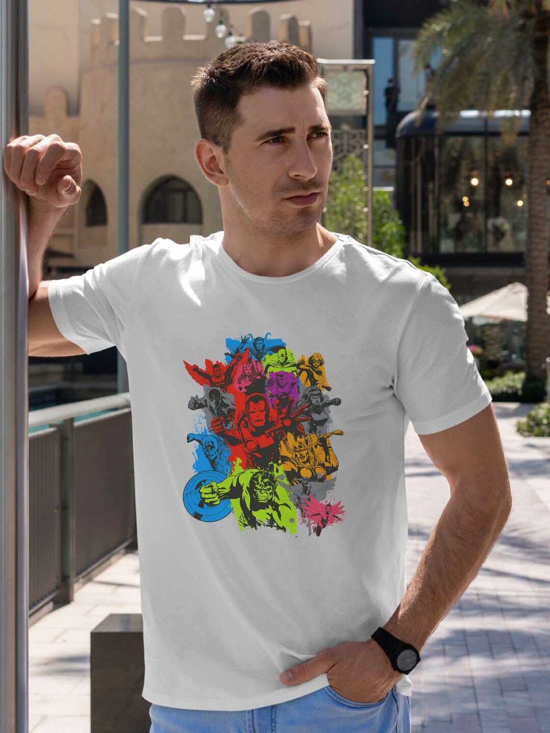 

macmerise Avengers Graphic Printed Bio Finish Cotton T-shirt, White