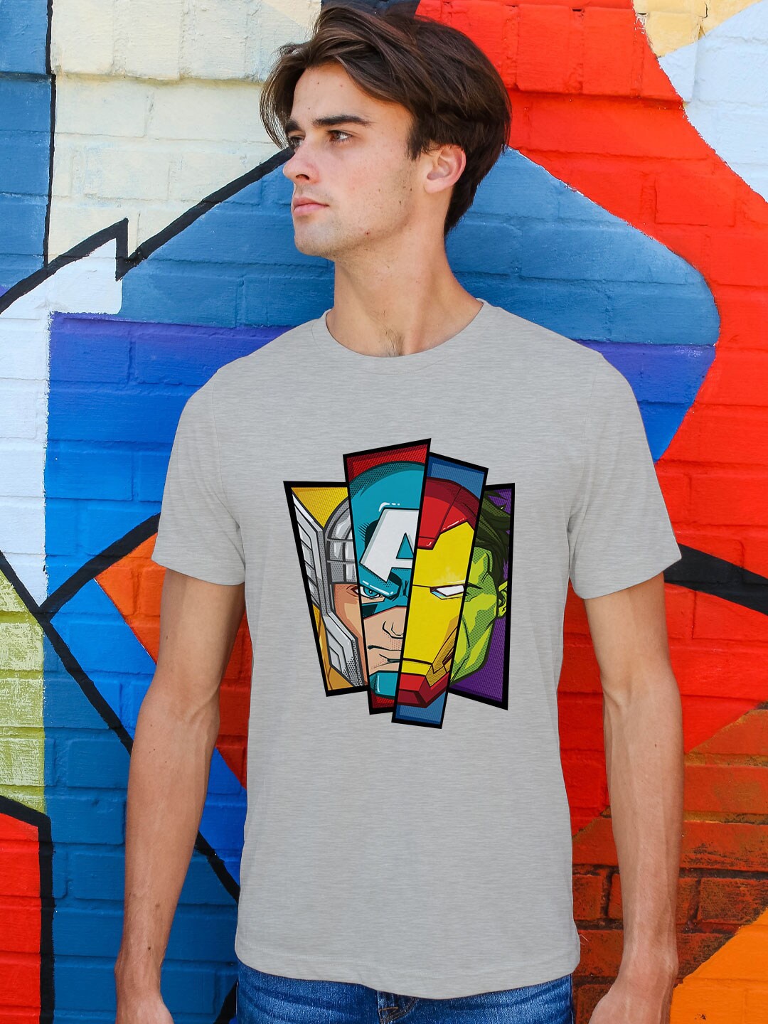 

macmerise Avengers Printed Bio Finish T-shirt, Grey