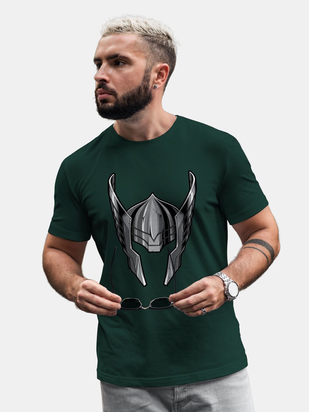 

macmerise Thor Printed Bio Finish Cotton T-Shirt, Green