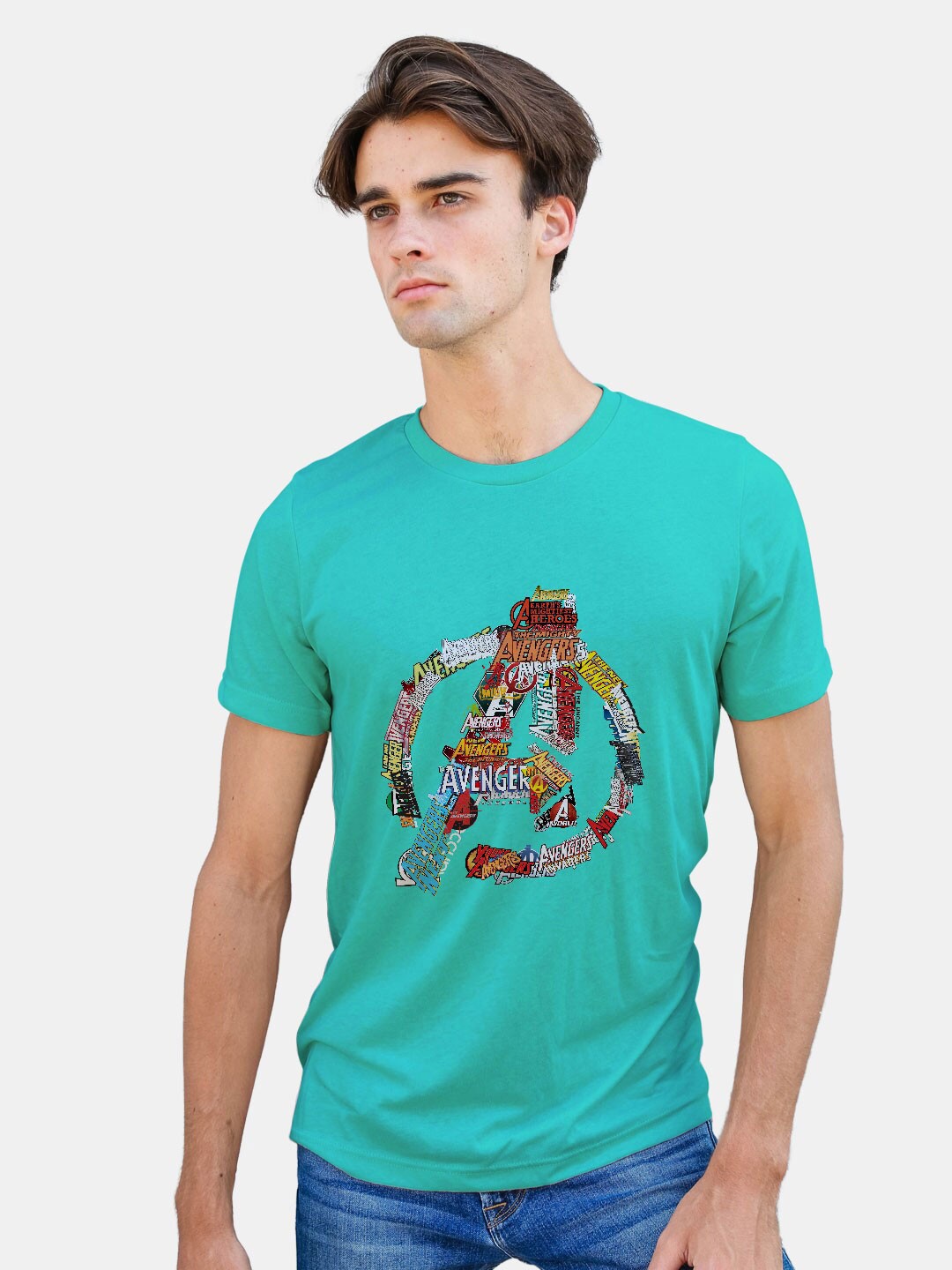 

macmerise Avengers Printed Bio Finish T-shirt, Turquoise blue