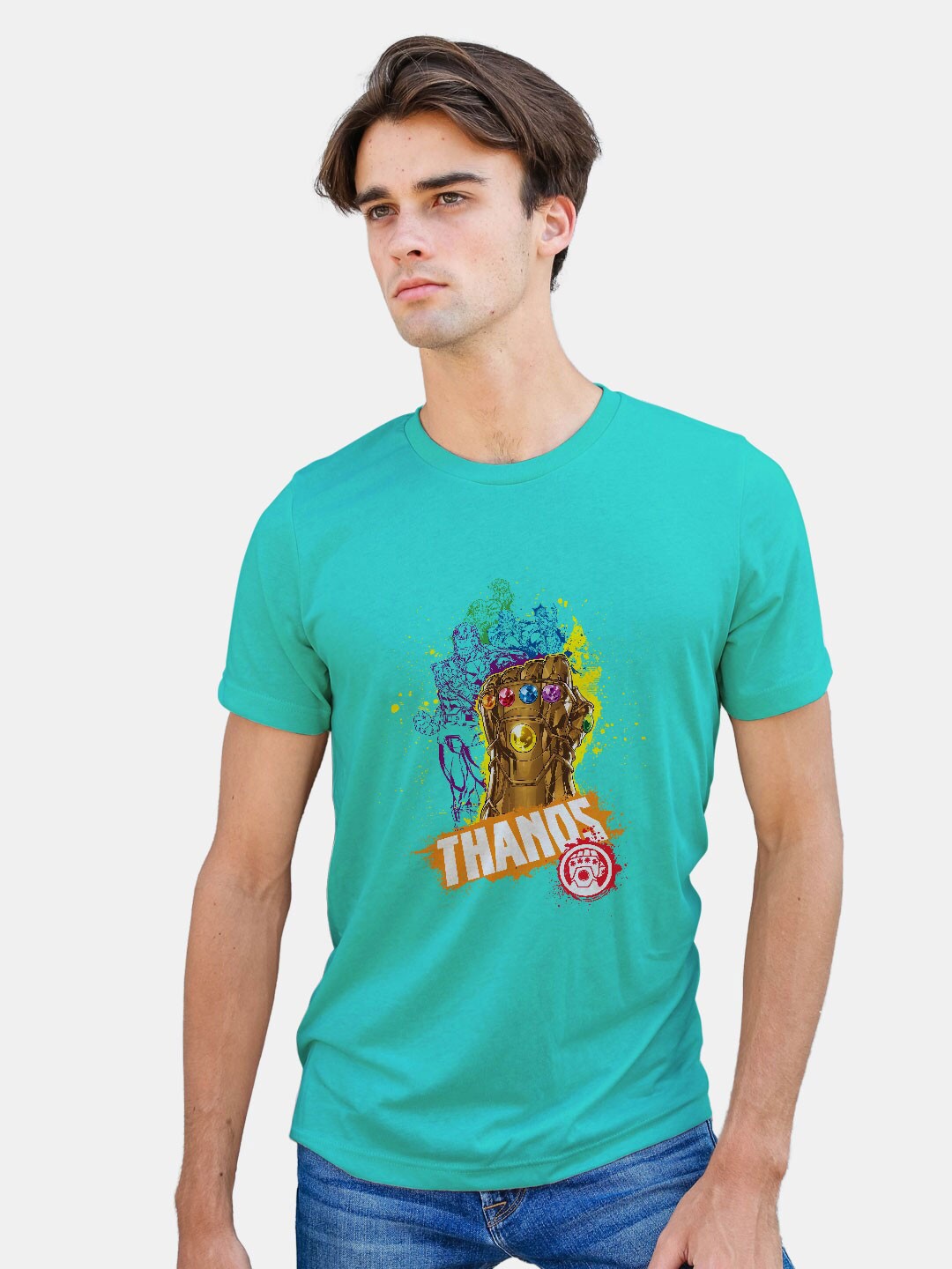 

macmerise Thanos Printed Bio Finish Cotton T-shirt, Turquoise blue