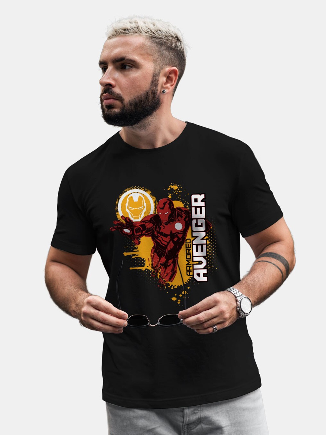 

macmerise Avengers Printed Bio Finish Cotton T-Shirt, Black