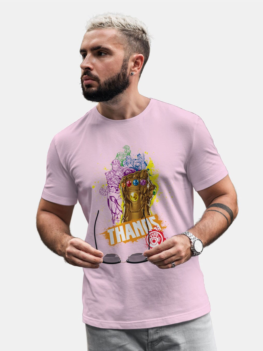 

macmerise Thanos Printed Bio Finish Cotton T-Shirt, Mauve