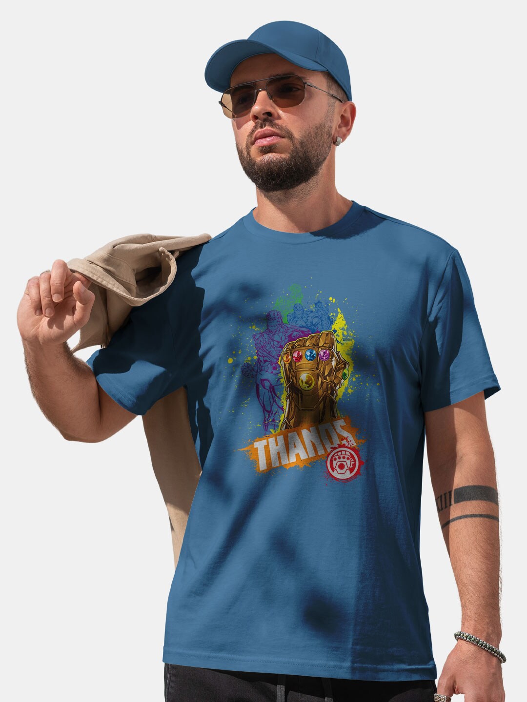 

macmerise Thanos Printed Bio Finish Cotton T-shirt, Blue