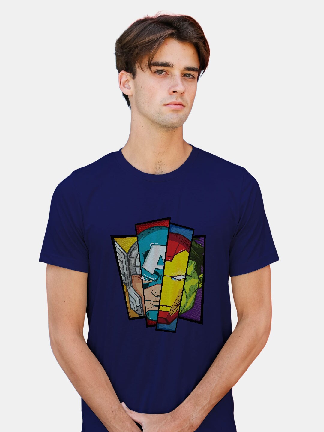 

macmerise Avengers Printed Bio Finish Cotton T-shirt, Navy blue