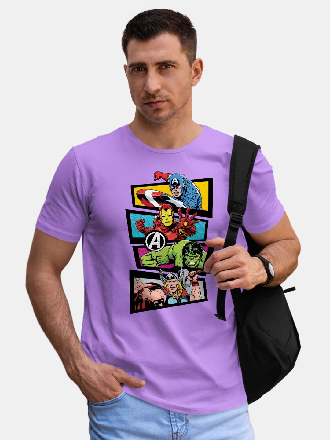 

macmerise Avengers Printed Cotton Bio Finish T-shirt, Violet