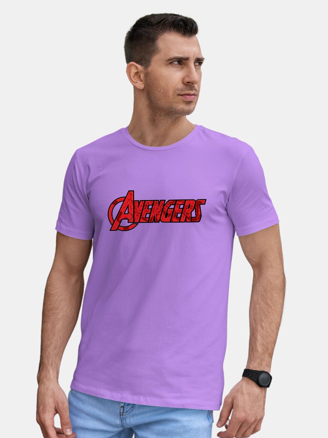 

macmerise Typography Printed Bio Finish Cotton T-Shirt, Violet