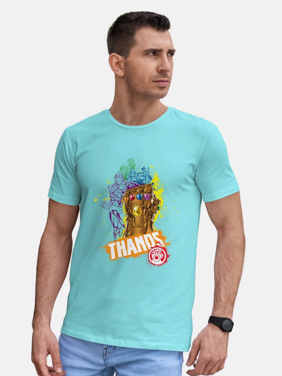 

macmerise Thanos Printed Bio Finish Cotton T-Shirt, Blue
