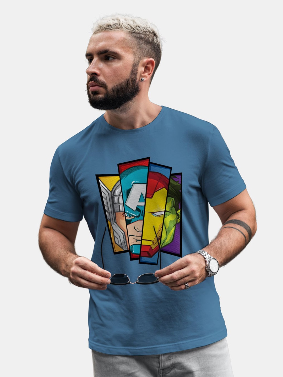 

macmerise Avengers Printed Bio Finish Cotton T-shirt, Blue