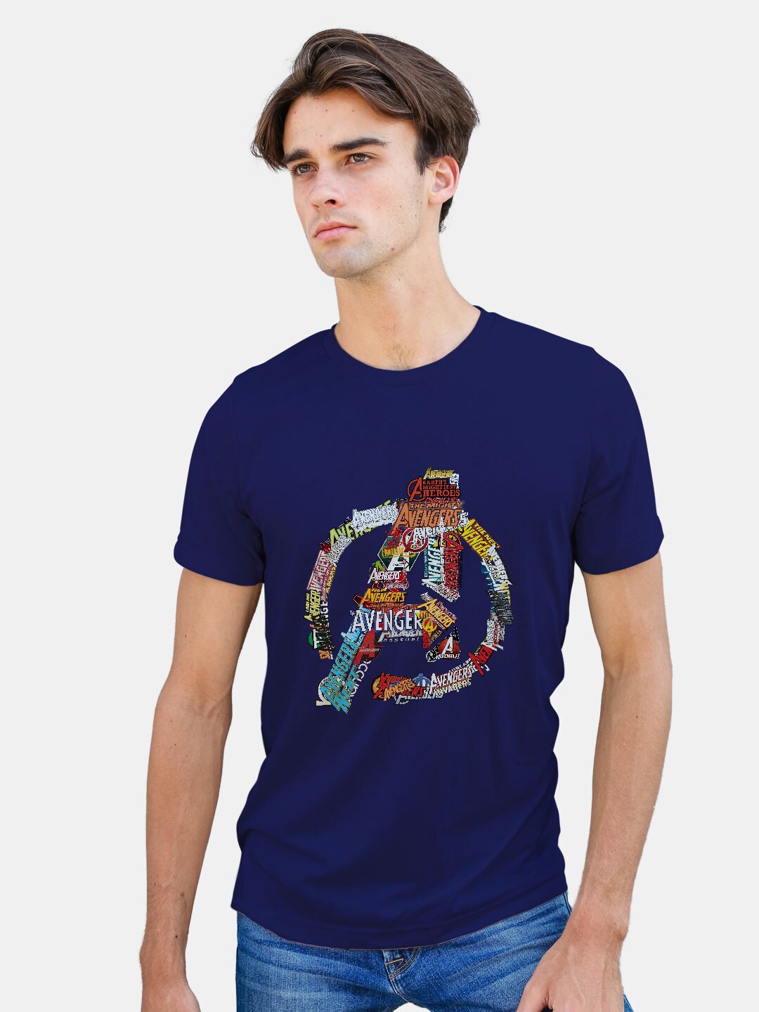 

macmerise Avengers Printed Bio Finish Cotton T-Shirt, Navy blue