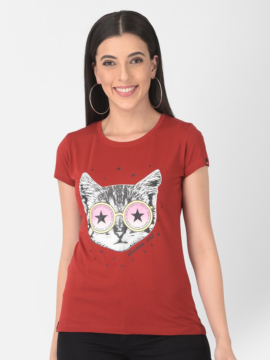 

berry blues Graphic Printed Cotton Tshirt, Maroon