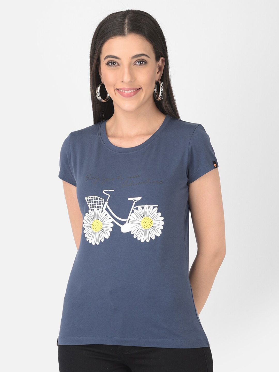 

berry blues Graphic Printed Cotton Tshirt, Navy blue