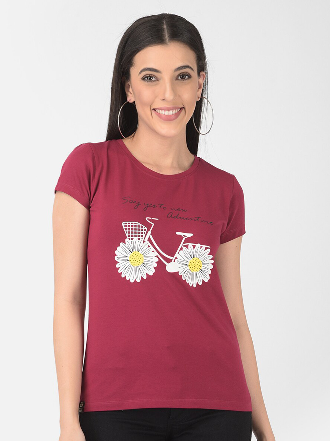 

berry blues Graphic Printed Cotton Tshirt, Maroon