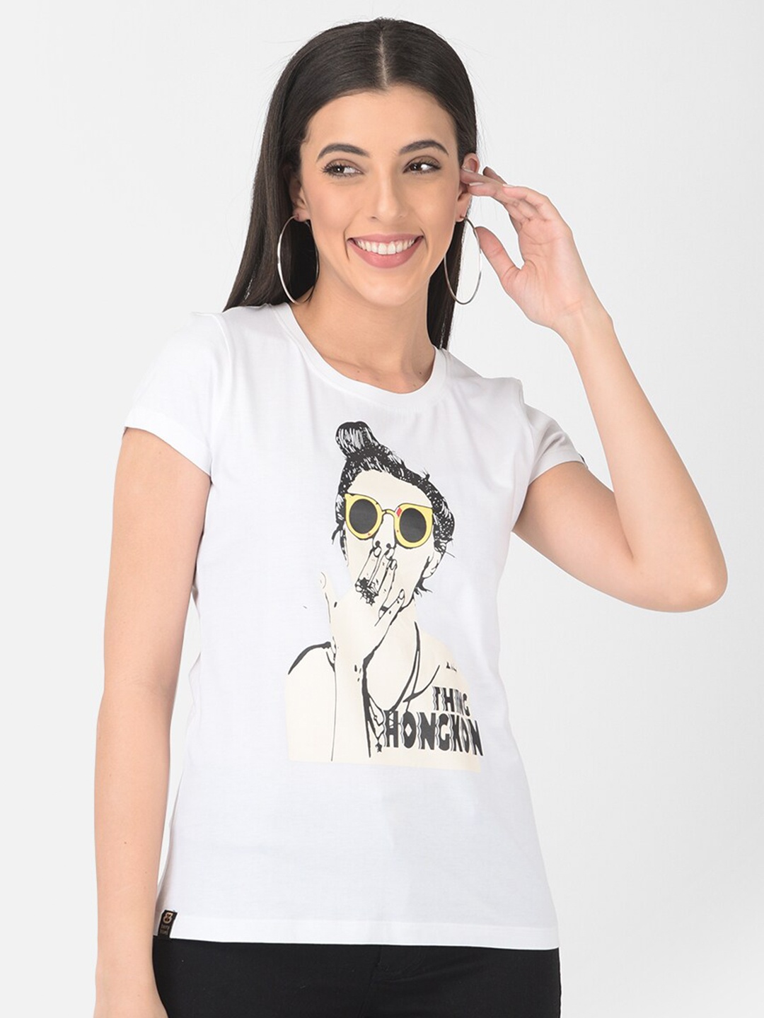 

berry blues Graphic Printed Cotton Tshirt, White