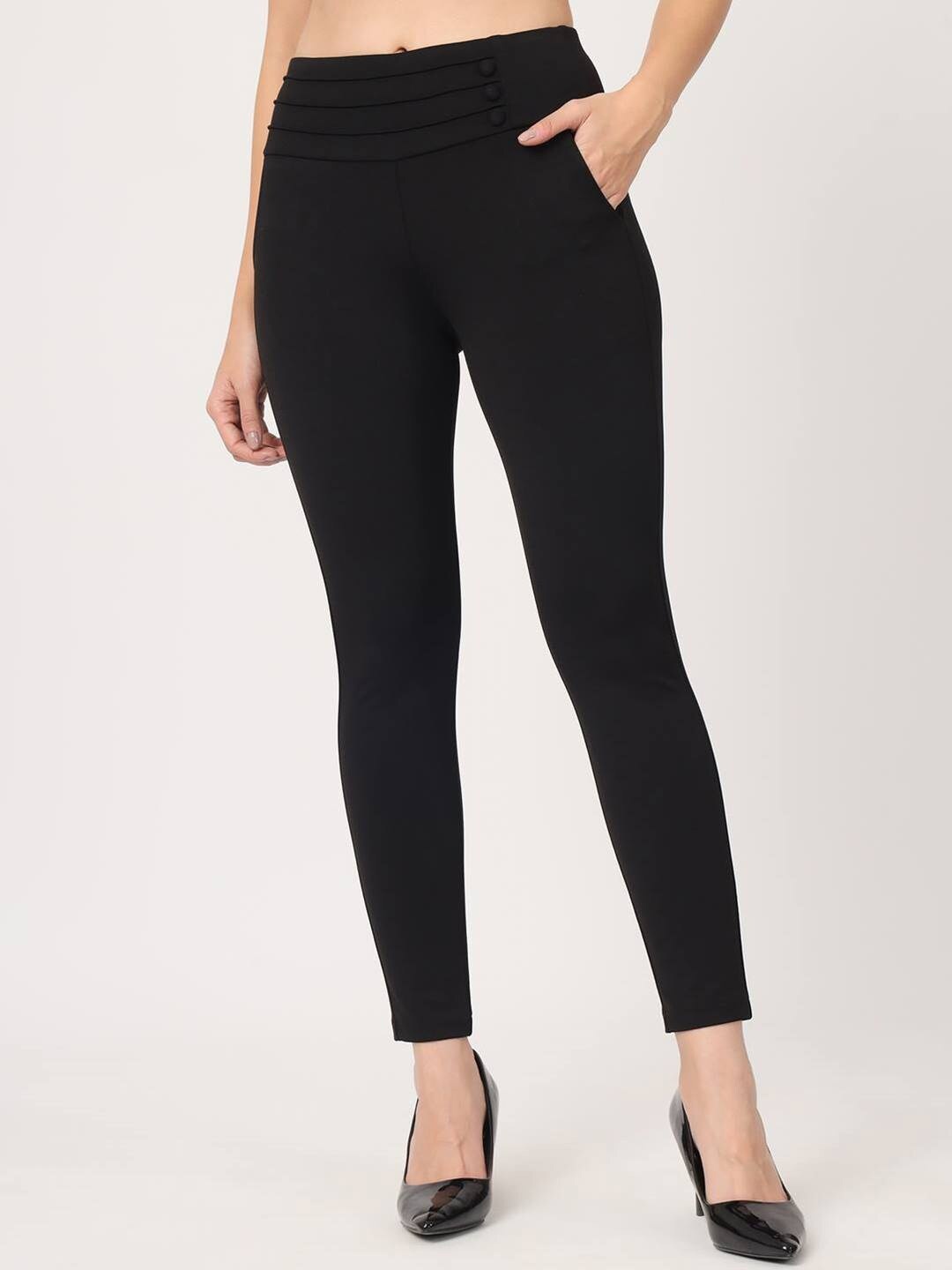 

Beatnik Women Slim Fit Slip-On Treggings, Black
