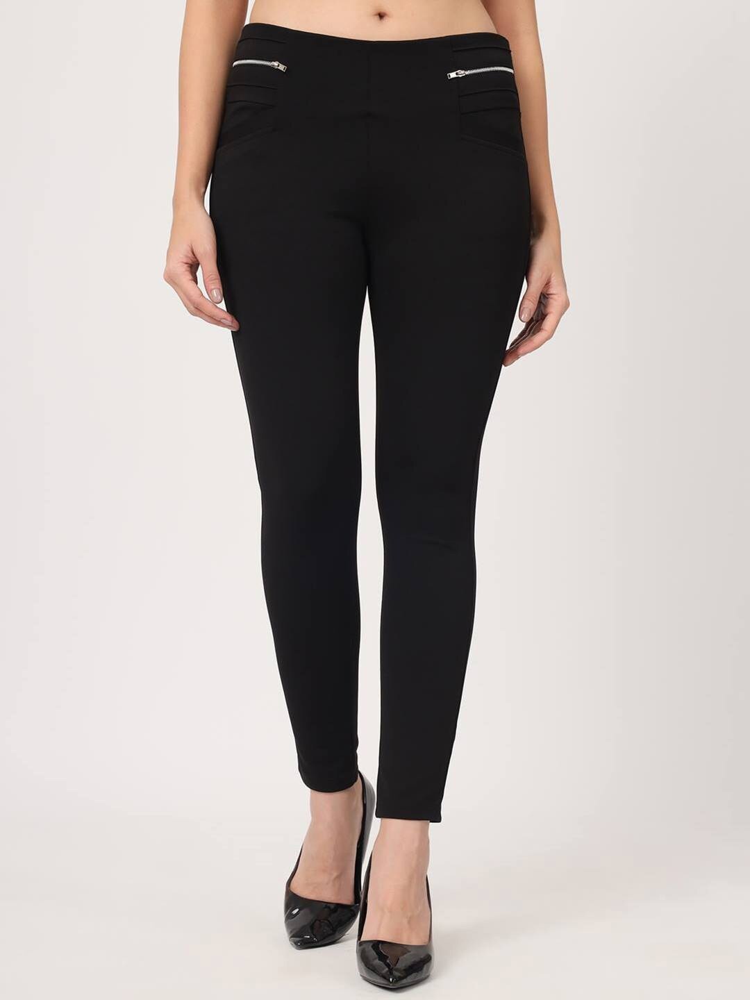 

Beatnik Women Slim Fit Slip-On Treggings, Black