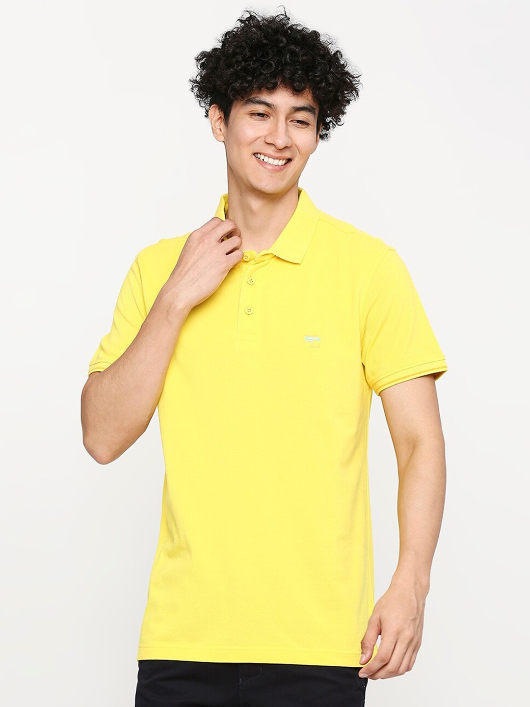 

SPYKAR Polo Collar Cotton T-shirt, Yellow