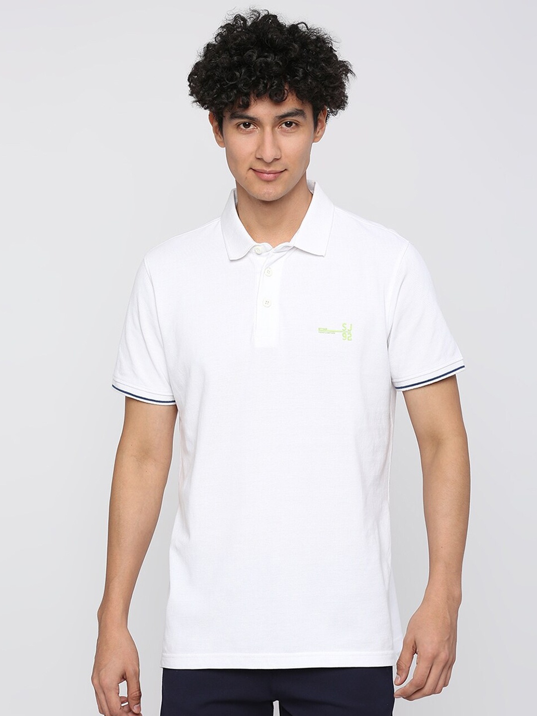 

SPYKAR Polo Collar Short Sleeves Slim Fit Cotton T-shirt, White