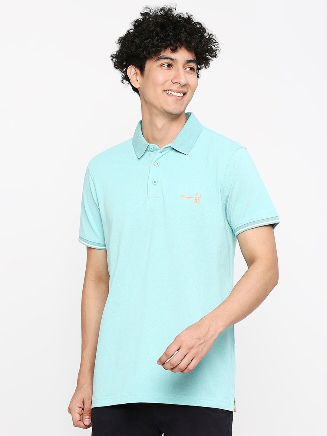 

SPYKAR Polo Collar Cotton T-shirt, Blue